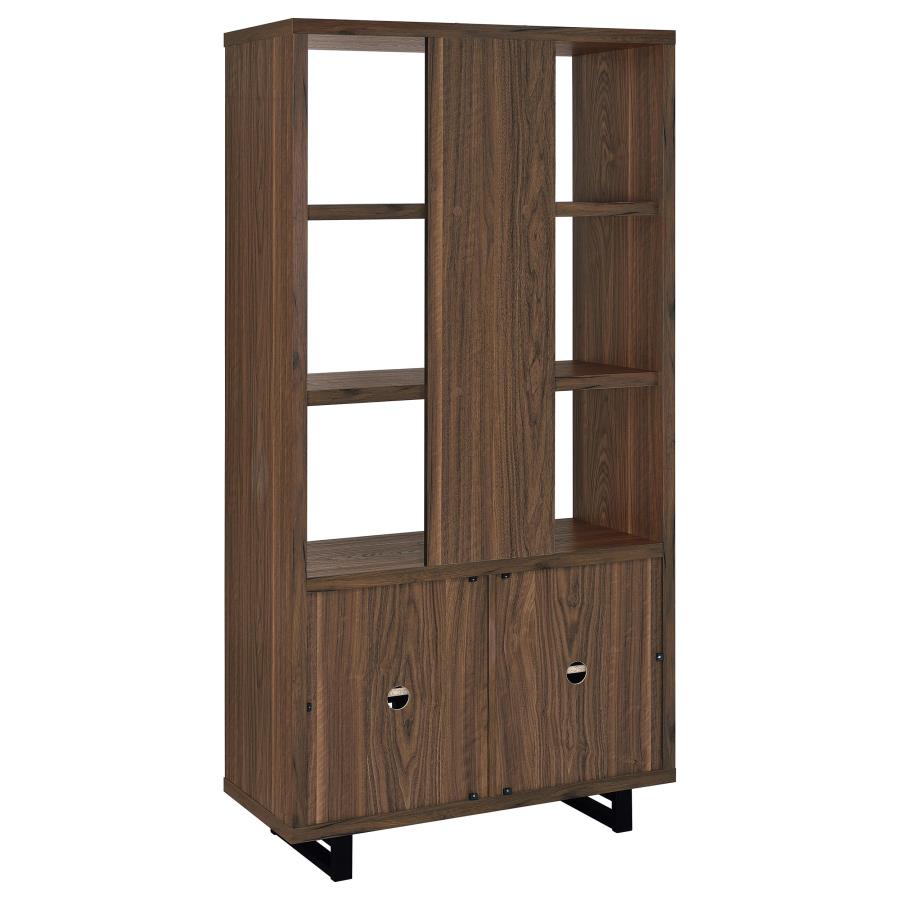 (image for) Maddox 71-inch 3-shelf Cabinet Bookcase Walnut