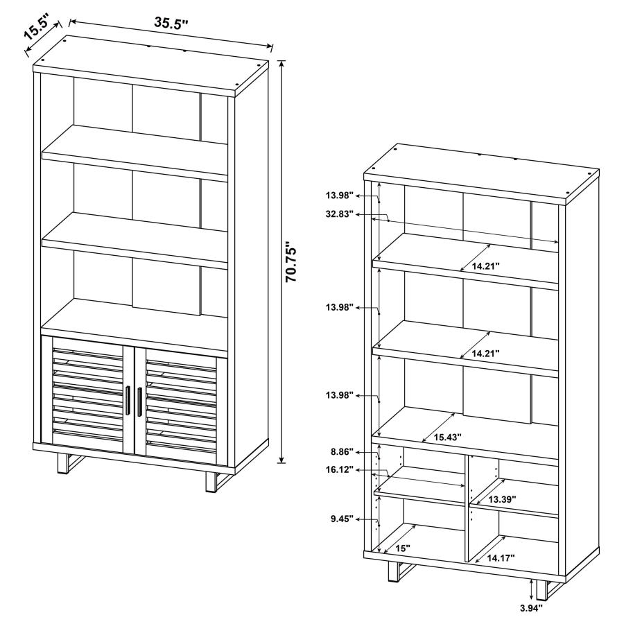 (image for) Maddox 71-inch 3-shelf Cabinet Bookcase Walnut