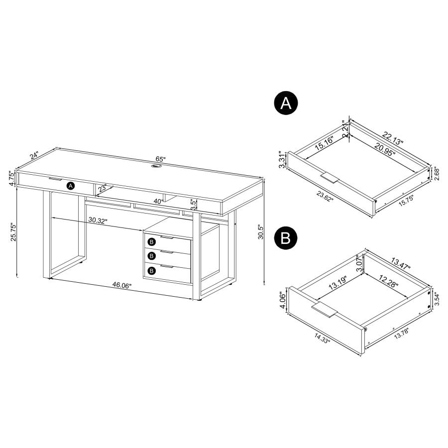 (image for) Whitman 65-inch 4-drawer Computer Desk Weathered Grey