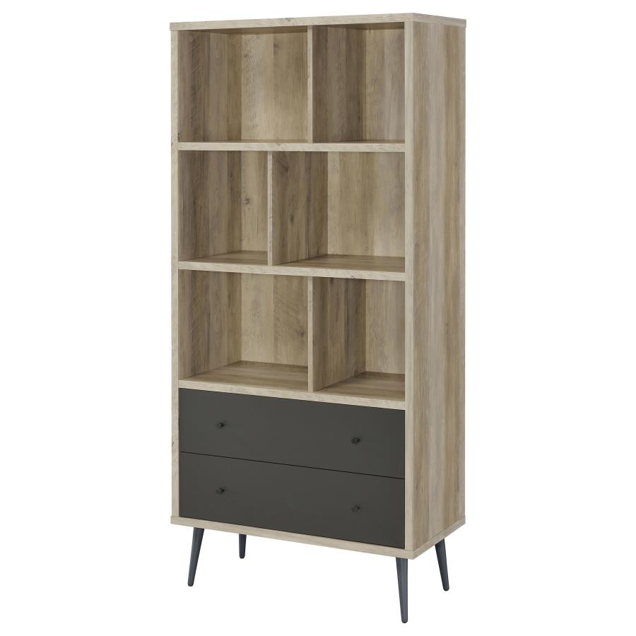 (image for) Maeve 70-inch 3-shelf Bookcase with Drawers Distressed Pine