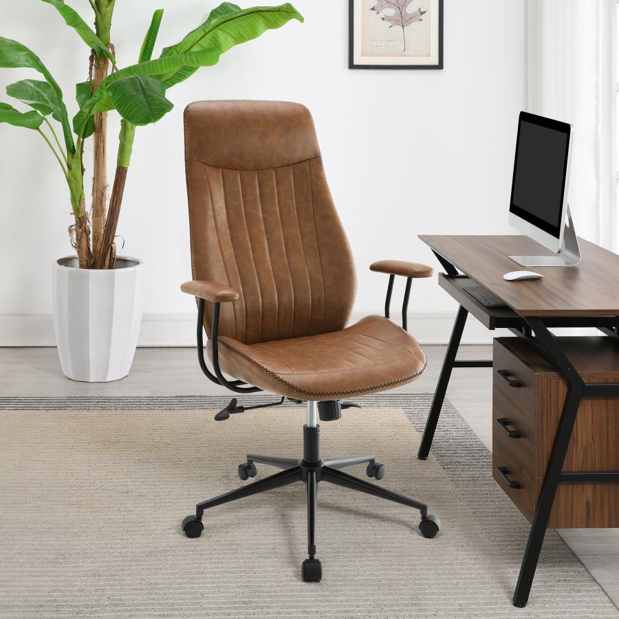 (image for) Ranger Upholstered Adjustable Home Office Desk Chair Brown