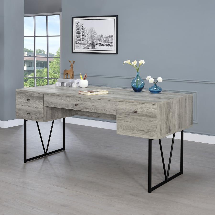 (image for) Analiese 63-inch 4-drawer Writing Desk Grey Driftwood