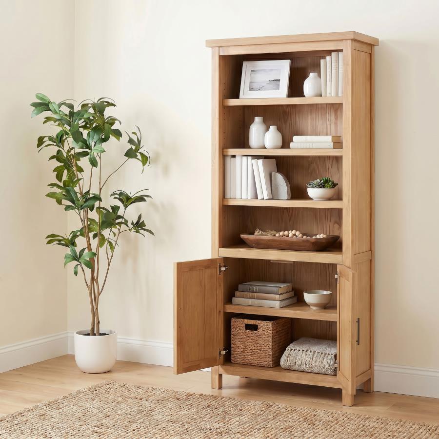 (image for) Vermes 72-inch 2-door Home Office Cabinet Bookcase Light Ash