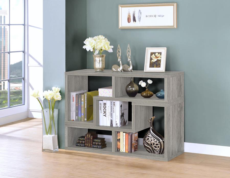 (image for) Velma Multipurpose TV Stand and Bookshelf Grey Driftwood