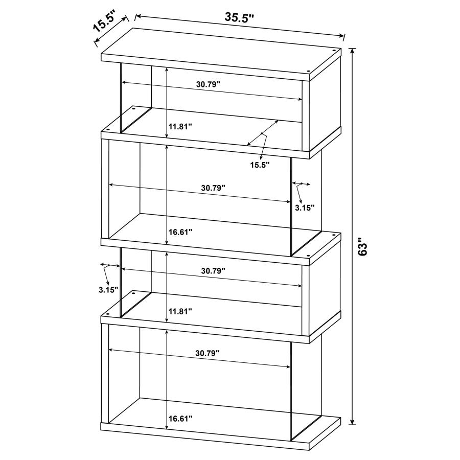 (image for) Emelle 63-inch 4-shelf Glass Panel Bookshelf Grey Driftwood