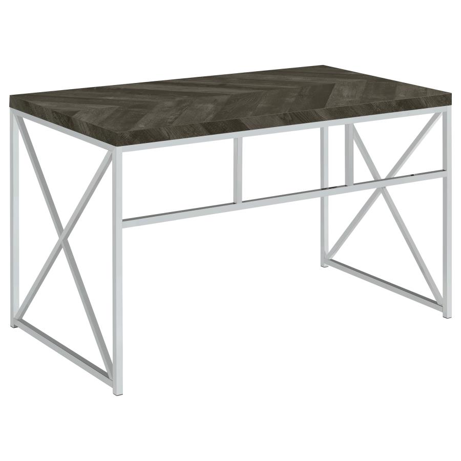 (image for) Grimma 47-inch Writing Office Desk Rustic Grey and Chrome