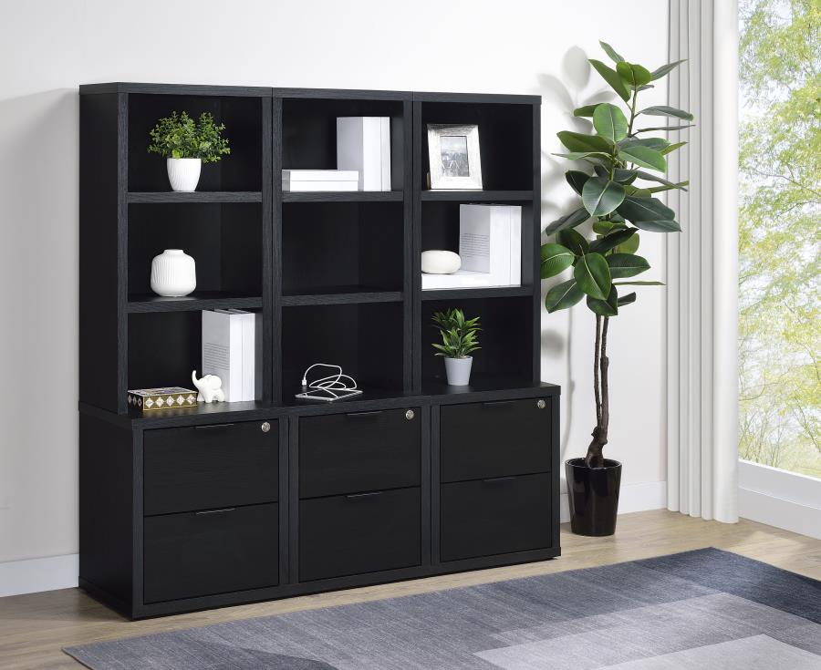(image for) Westpark 3-piece Wall Unit Bookcase Set with USB Black