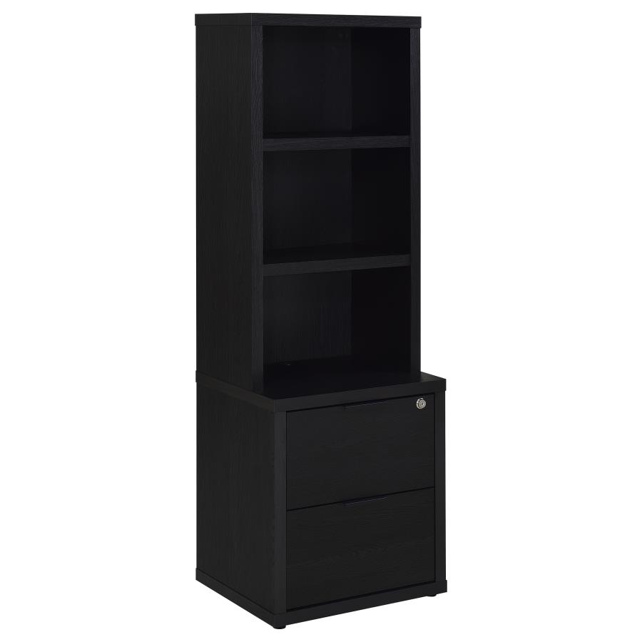 (image for) Westpark 3-shelf Bookcase USB and Lockable Drawer Black