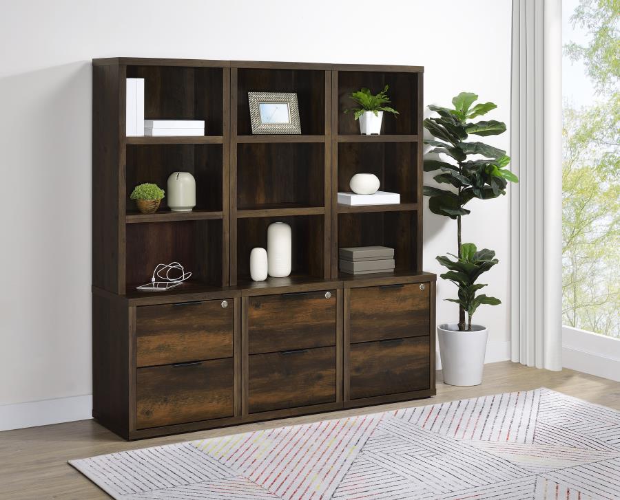 (image for) Westpark 3-piece Wall Unit Bookcase Set with USB Dark Pine