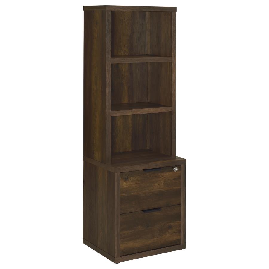 (image for) Westpark 3-shelf Bookcase USB and Lockable Drawer Dark Pine