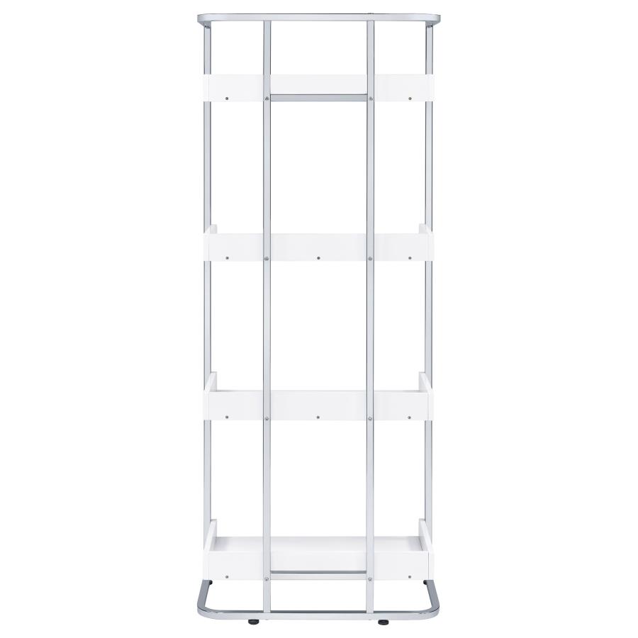 (image for) Ember 68-inch 4-shelf Bookshelf White High Gloss and Chrome