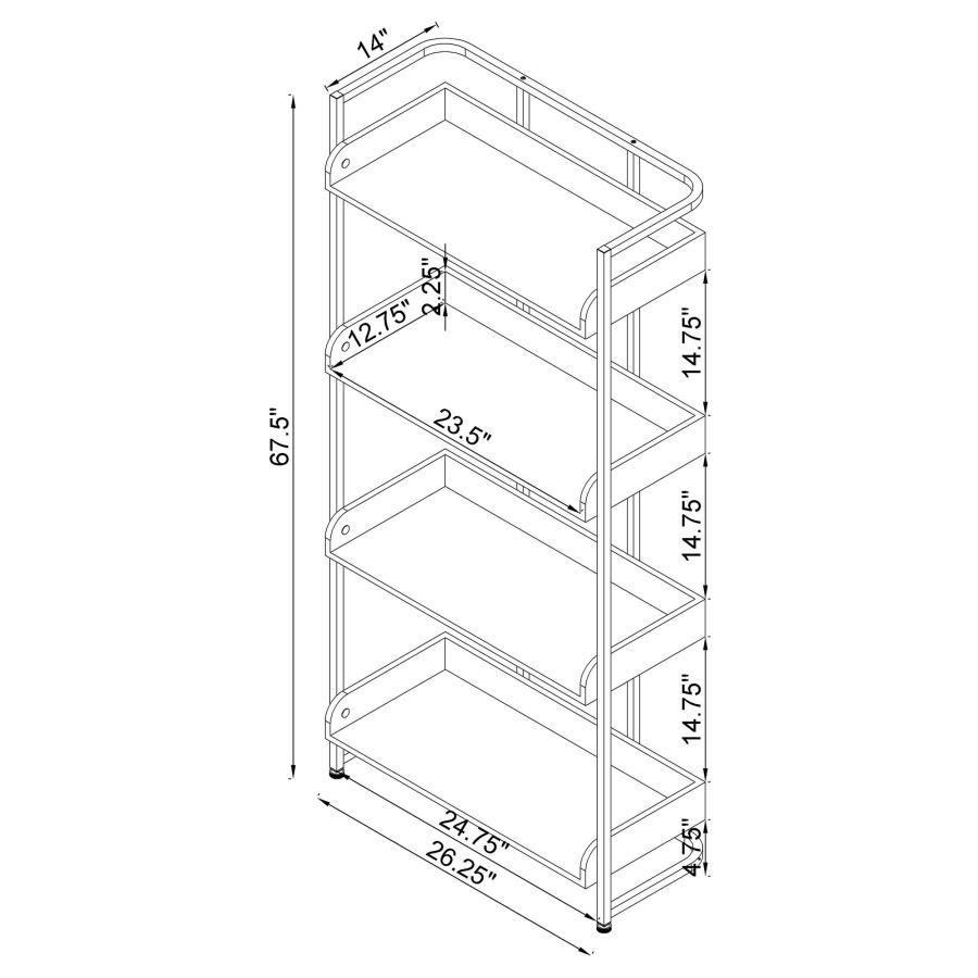 Modal Additional Images for Ember 68-inch 4-shelf Bookshelf White High Gloss and Chrome