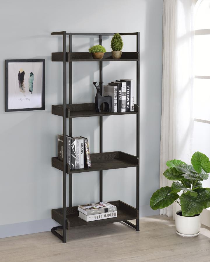 (image for) Ember 68-inch 4-shelf Bookshelf Dark Oak and Black