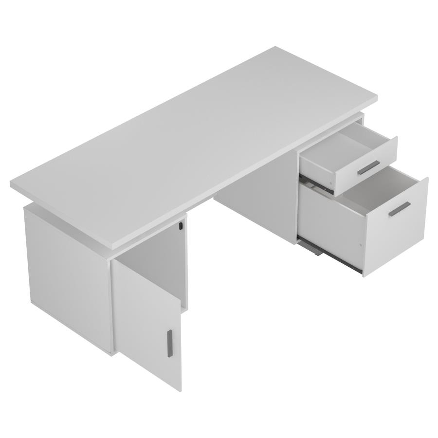 (image for) Lawtey 60-inch 2-drawer Computer Desk White High Gloss