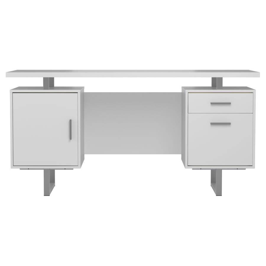 (image for) Lawtey 60-inch 2-drawer Computer Desk White High Gloss