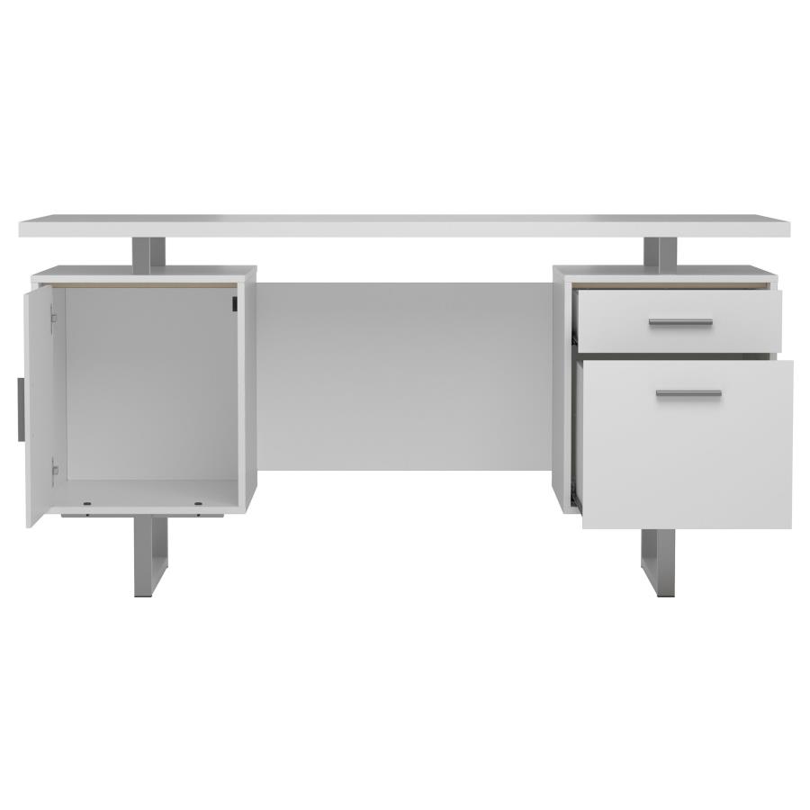 (image for) Lawtey 60-inch 2-drawer Computer Desk White High Gloss