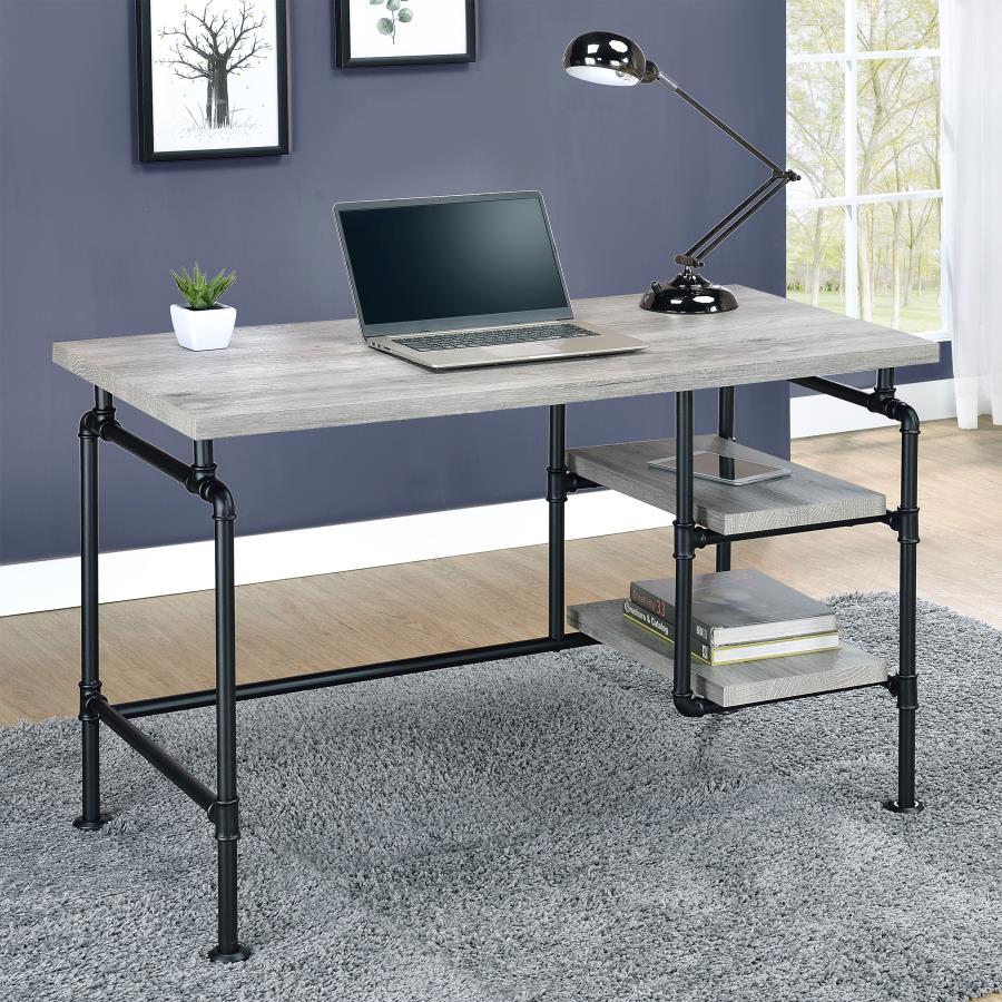 (image for) Delray 47-inch 2-shelf Piping Writing Desk Grey Driftwood