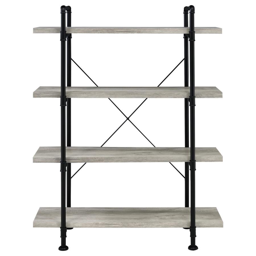 (image for) Delray 56-inch 4-shelf Bookshelf Grey Driftwood and Black