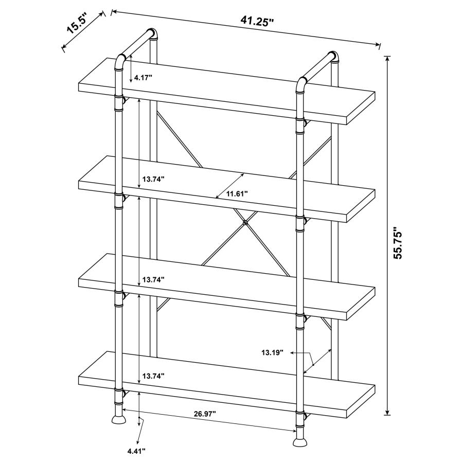 (image for) Delray 56-inch 4-shelf Bookshelf Grey Driftwood and Black