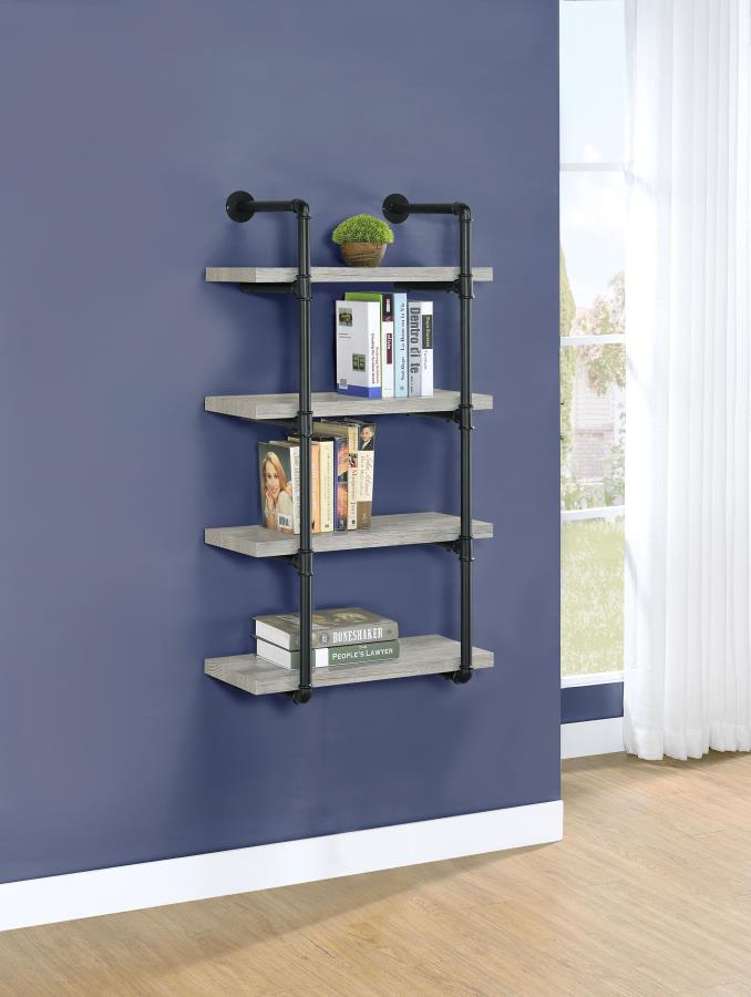 (image for) Elmcrest 24-inch 4-shelf Wall Bookshelf Grey Driftwood