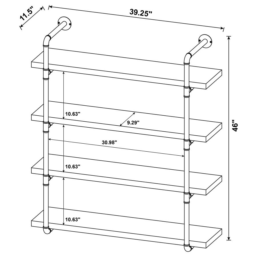 (image for) Elmcrest 39-inch 4-shelf Wall Bookshelf Rustic Oak