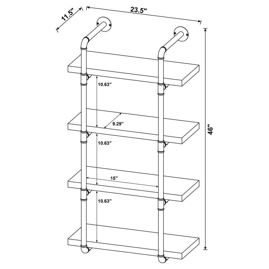 (image for) Elmcrest 24-inch 4-shelf Wall Bookshelf Rustic Oak