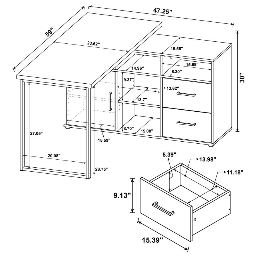 (image for) Hertford 59-inch L-Shape Computer Desk Grey Driftwood