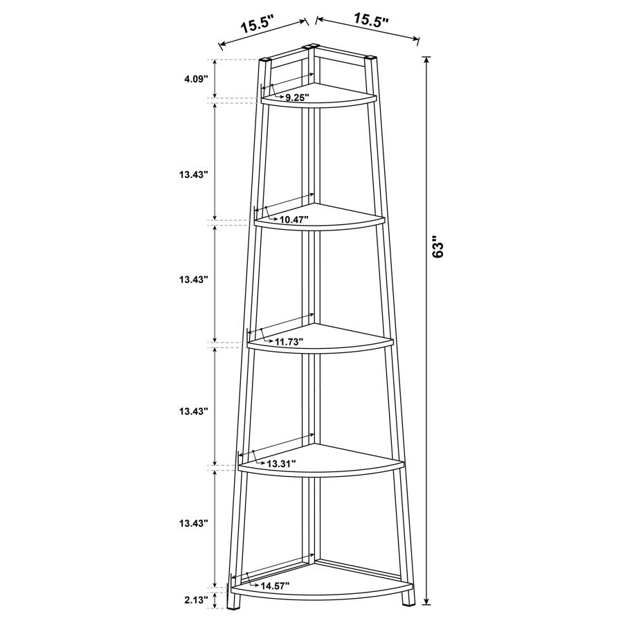 (image for) Jacksonville 63-inch 5-shelf Bookshelf Black and Aged Walnut