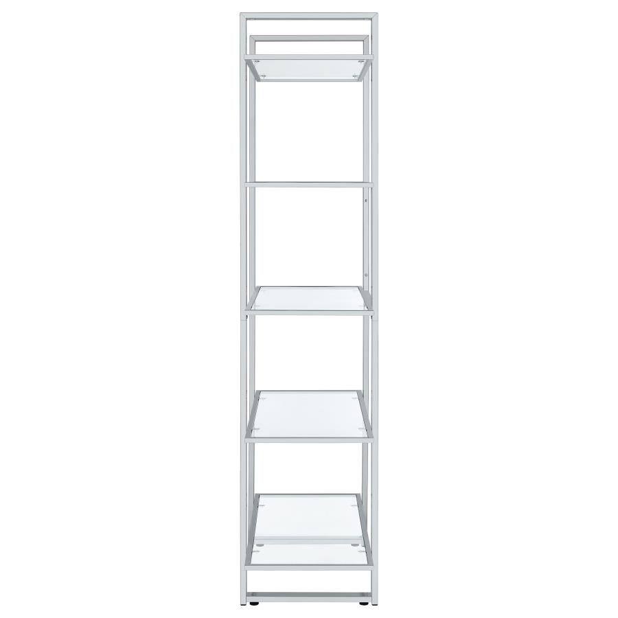 (image for) Hartford 79-inch 5-shelf Glass Bookshelf Chrome