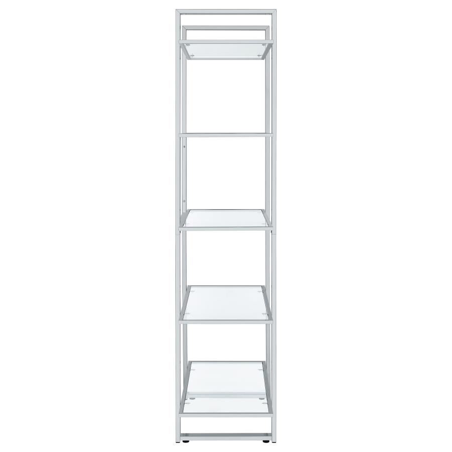 (image for) Hartford 79-inch 5-shelf Glass Bookshelf Chrome