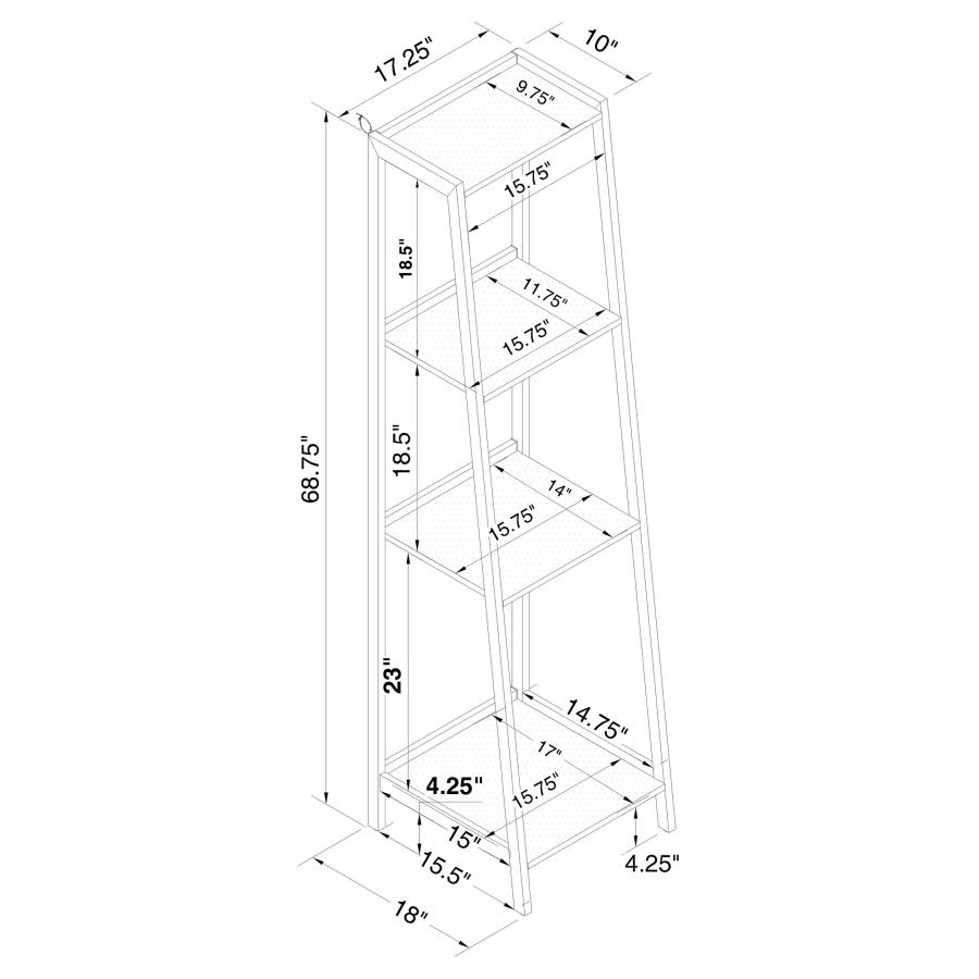 (image for) Pinckard 69-inch 4-shelf Bookshelf Grey Stone and Black