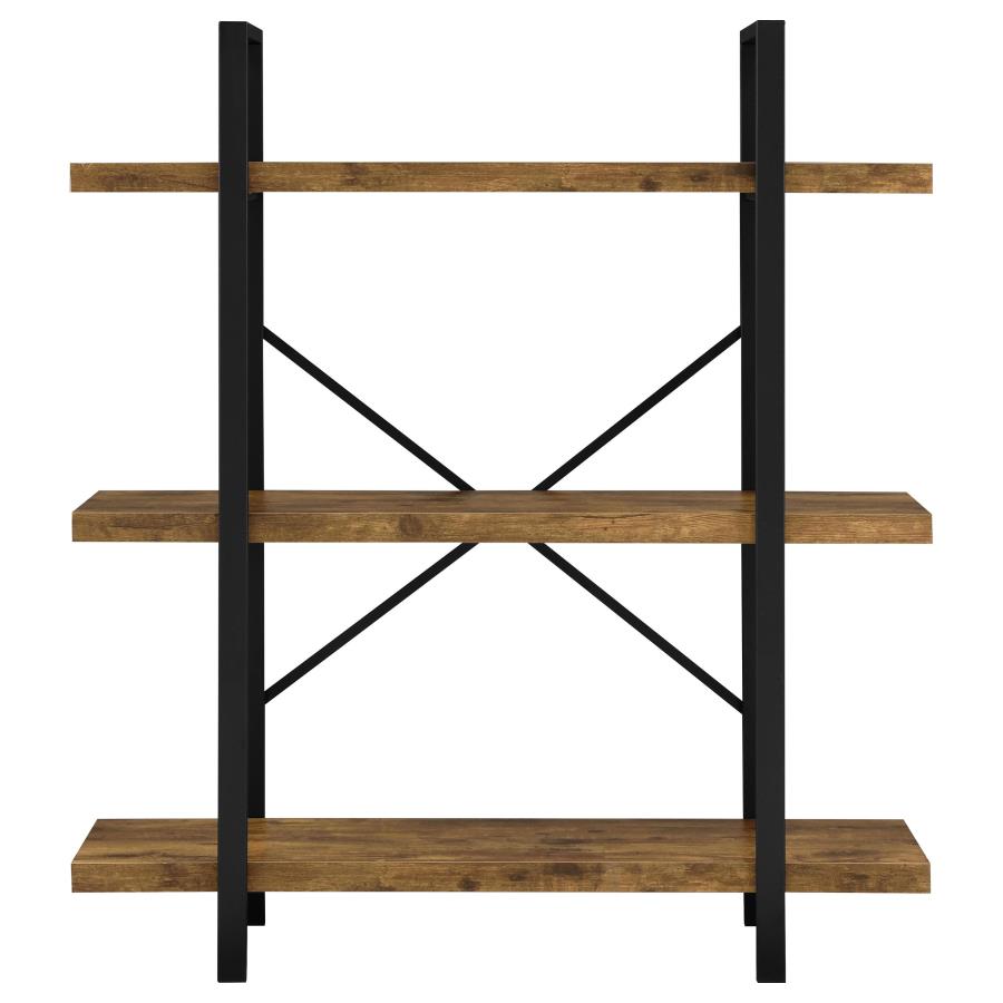 (image for) Cole 40-inch 3-shelf Bookshelf Rustic Nutmeg and Black