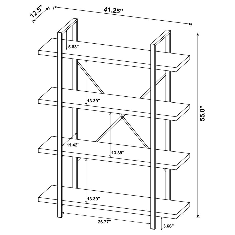 (image for) Cole 55-inch 4-shelf Bookshelf Rustic Nutmeg and Black