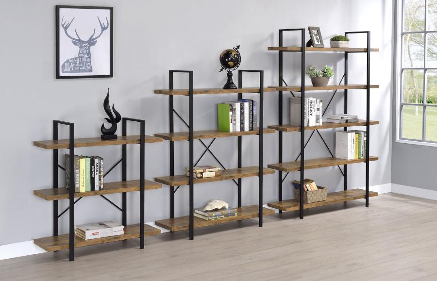 (image for) Cole 55-inch 4-shelf Bookshelf Rustic Nutmeg and Black