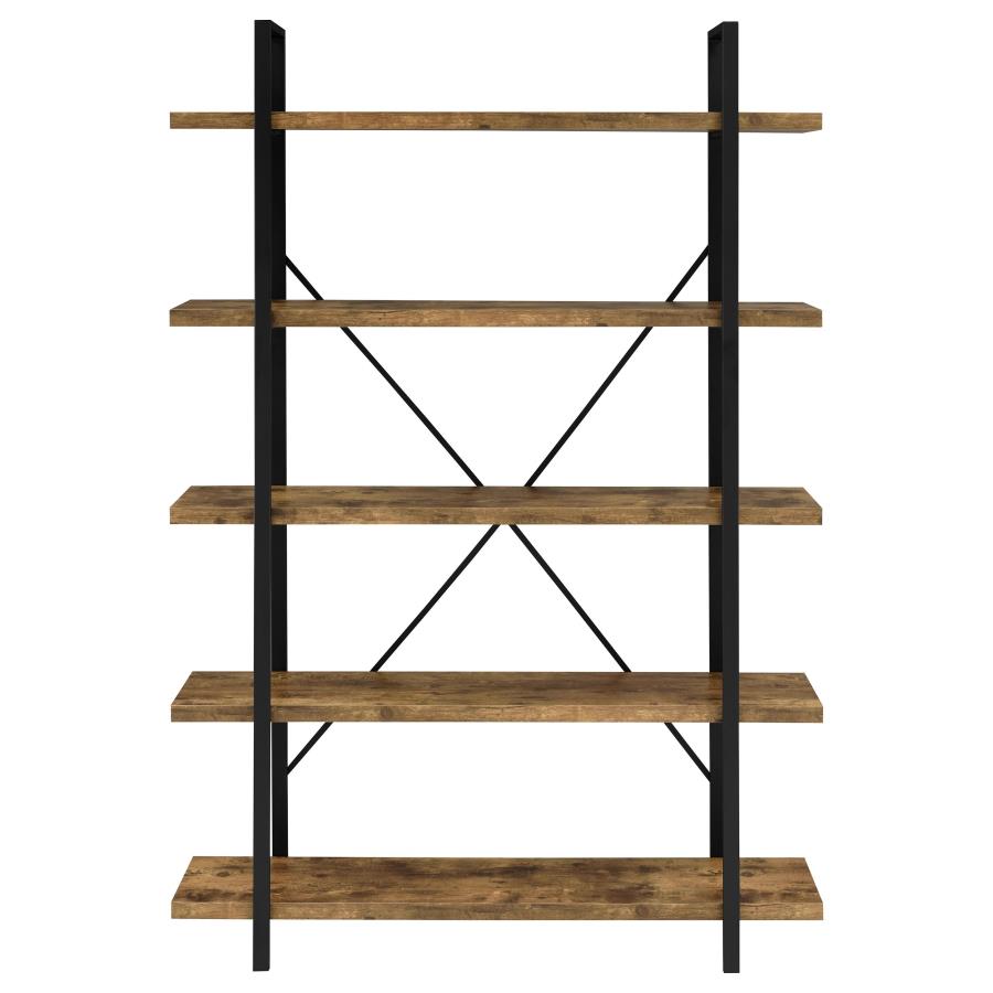 (image for) Cole 70-inch 5-shelf Bookshelf Rustic Nutmeg and Black