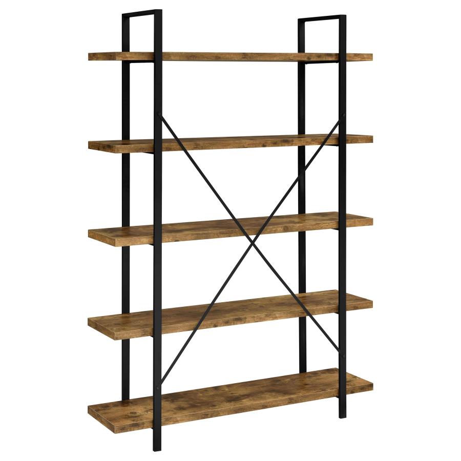 (image for) Cole 70-inch 5-shelf Bookshelf Rustic Nutmeg and Black