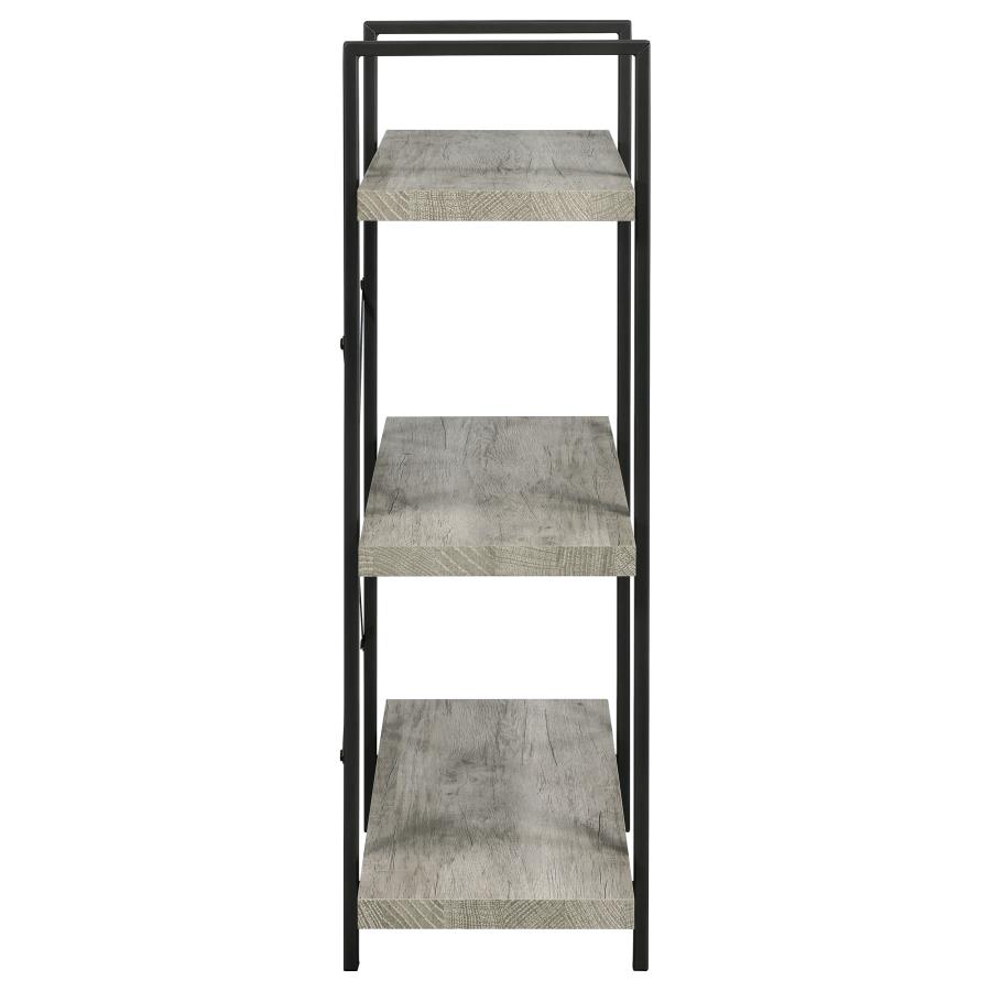 (image for) Cole 40-inch 3-shelf Bookshelf Grey Driftwood and Gunmetal