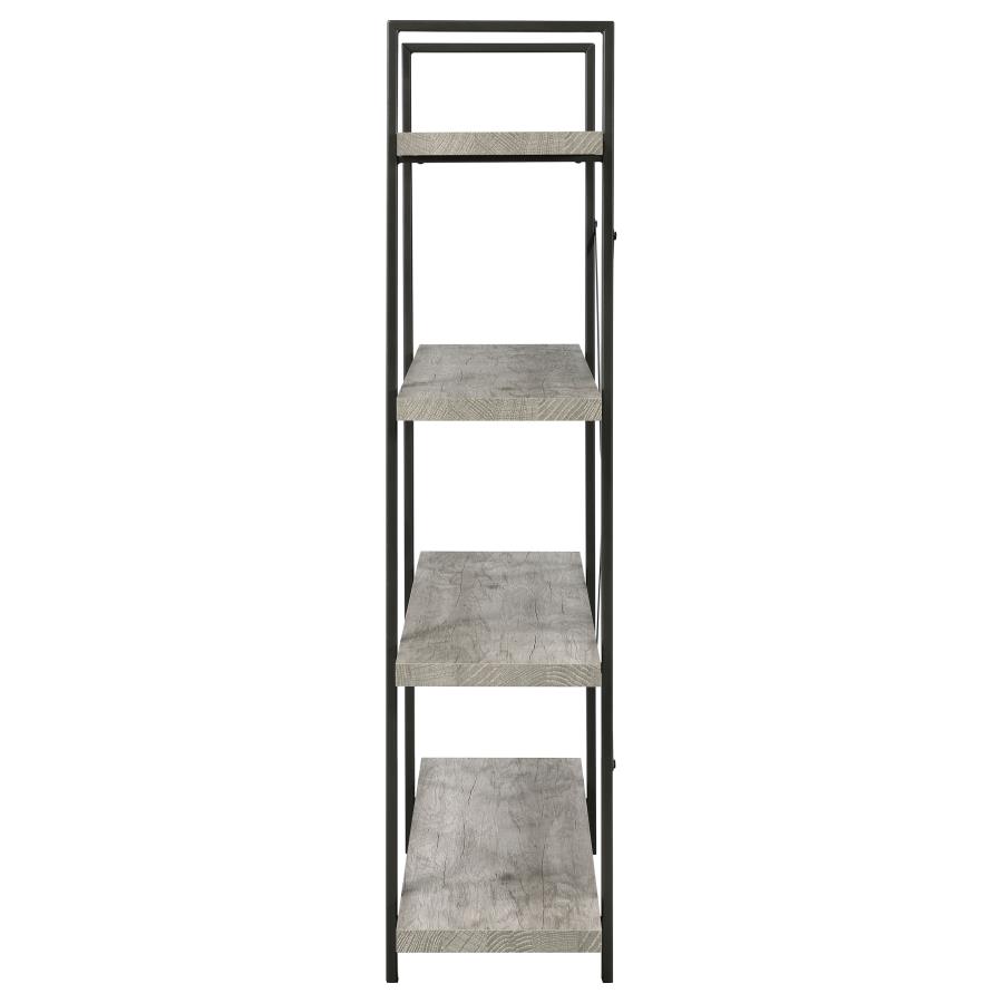 (image for) Cole 55-inch 4-shelf Bookshelf Grey Driftwood and Gunmetal