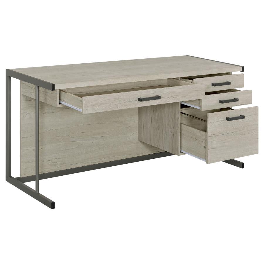 (image for) Loomis 60-inch 4-drawer Computer Desk Whitewashed Grey