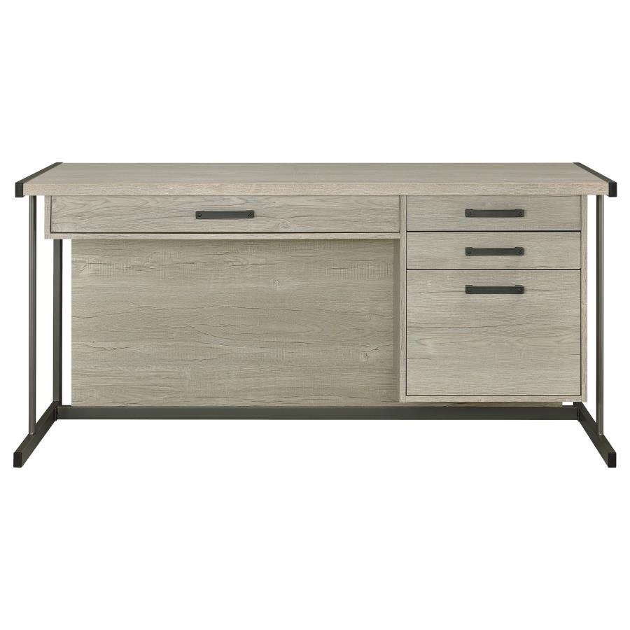 (image for) Loomis 60-inch 4-drawer Computer Desk Whitewashed Grey