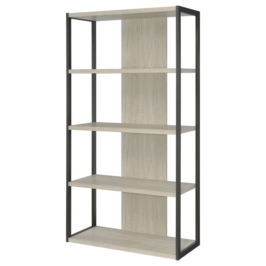 (image for) Loomis 72-inch 4-shelf Bookshelf Whitewashed Grey