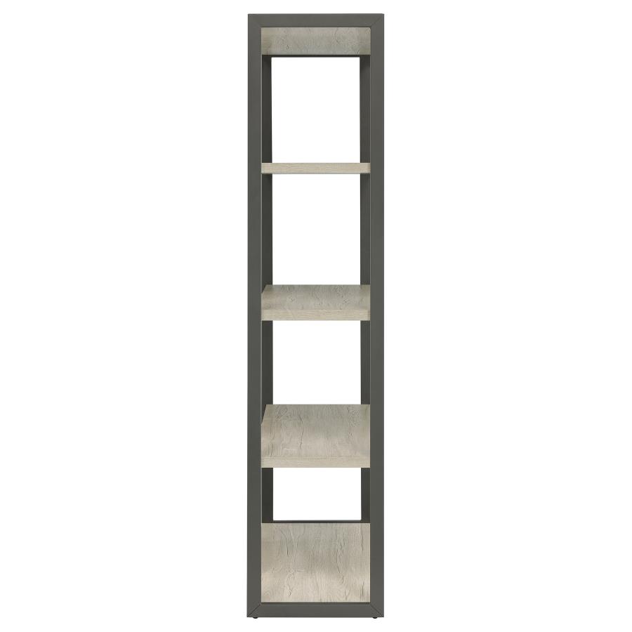 (image for) Loomis 72-inch 4-shelf Bookshelf Whitewashed Grey