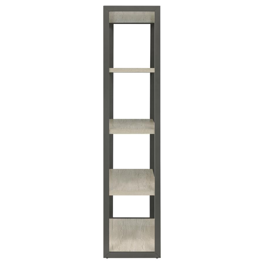 (image for) Loomis 72-inch 4-shelf Bookshelf Whitewashed Grey