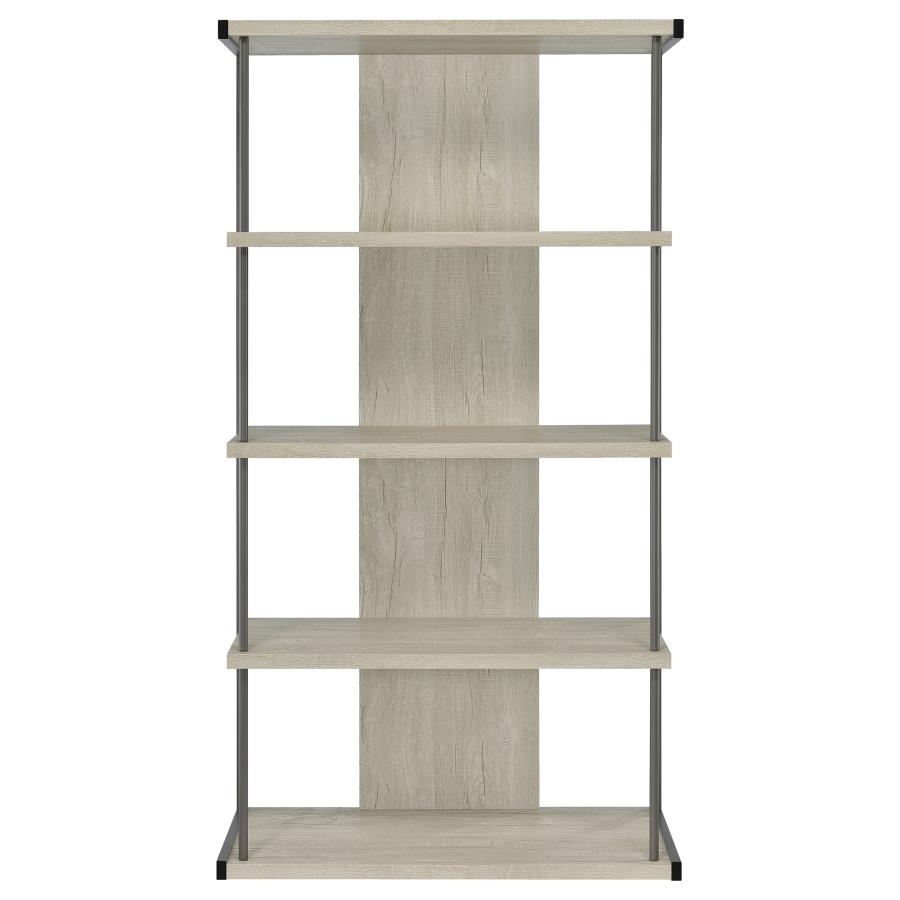 (image for) Loomis 72-inch 4-shelf Bookshelf Whitewashed Grey