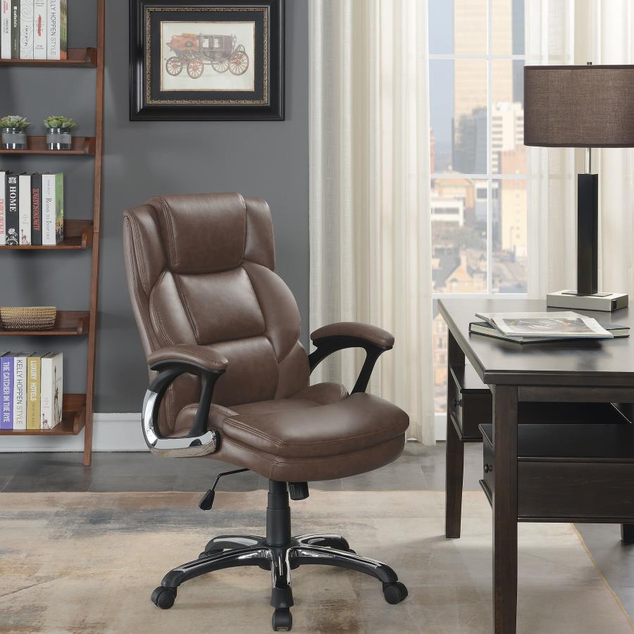 (image for) Nerris Upholstered Adjustable Home Office Desk Chair Brown