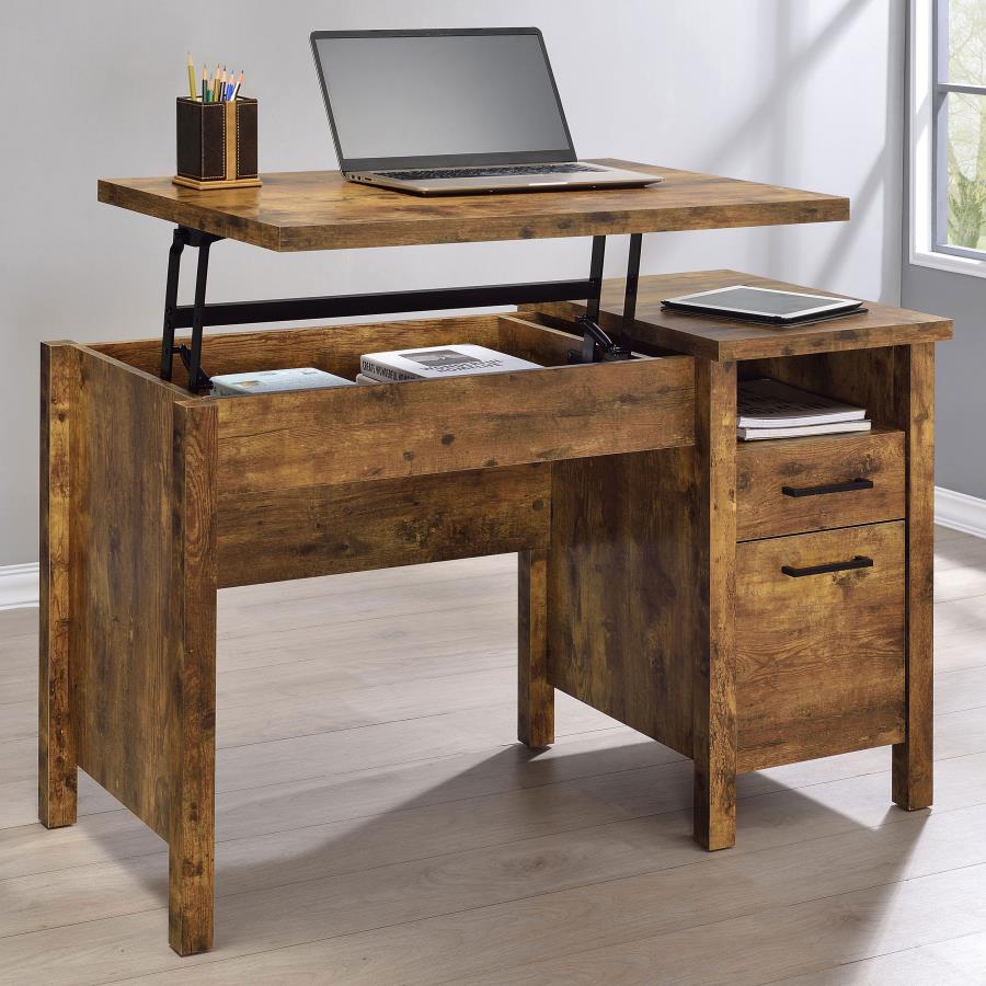 (image for) Delwin 47-inch 2-drawer Lift Top Computer Desk Rustic Nutmeg