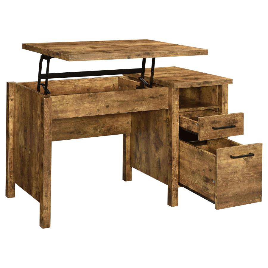 (image for) Delwin 47-inch 2-drawer Lift Top Computer Desk Rustic Nutmeg