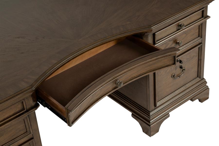 (image for) Hartshill 72-inch 7-drawer Executive Desk Burnished Oak