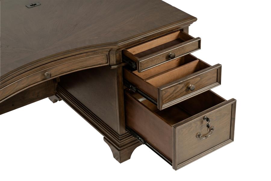 (image for) Hartshill 72-inch 7-drawer Executive Desk Burnished Oak