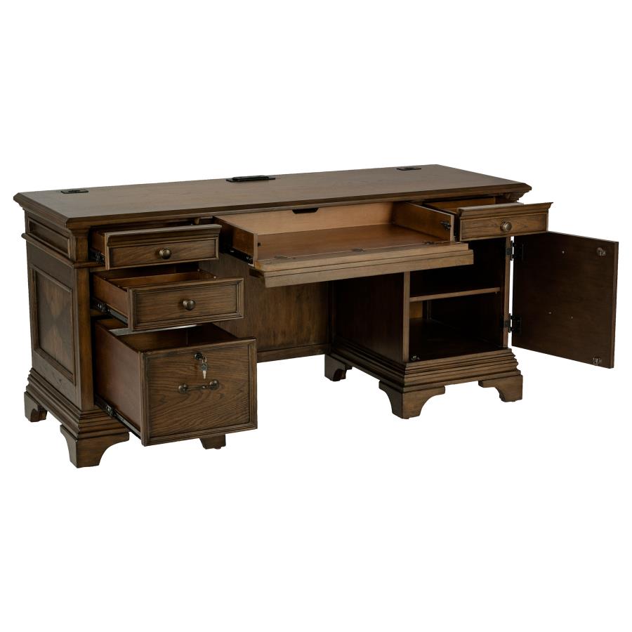 (image for) Hartshill 66-inch 5-drawer Credenza Office Desk Burnish Oak